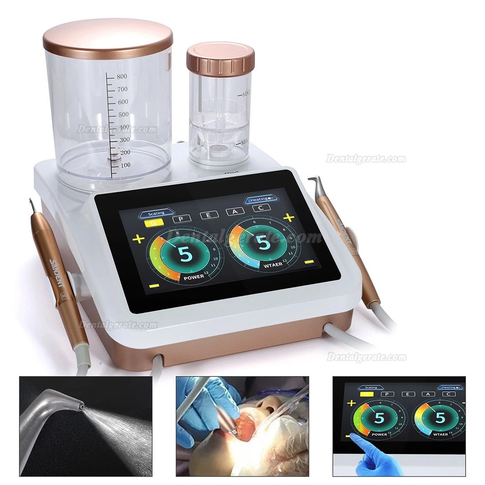 Dentales Ultraschall Scaler und Pulverstrahlger&auml;t 2-in-1 Parodontaltherapieger&auml;t mit Titanspitzen und Fu&szlig;steuerung